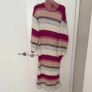 Free People Striped Maxi Dress - Pink, Cream, Gray